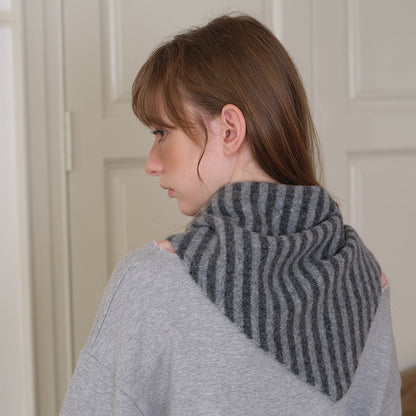 Striped Wool Triangle Scarf for Women - Soft and Cozy