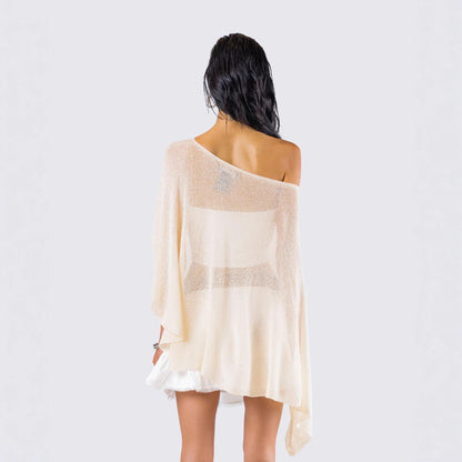 Solid Color Asymmetrical Shoulder Knit Top
