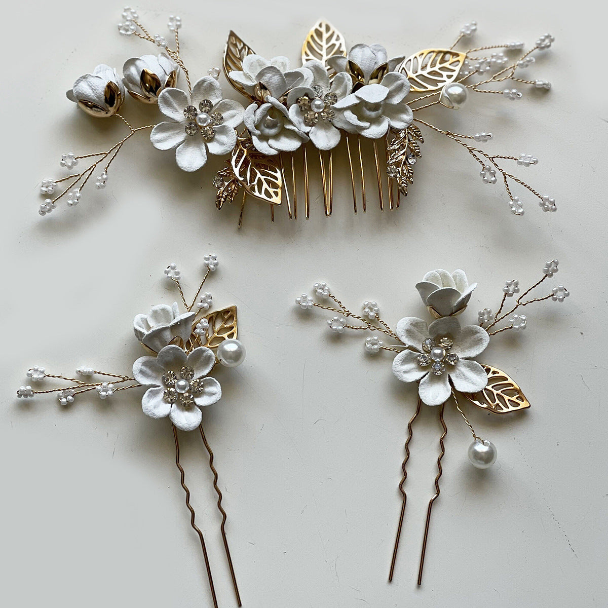 Bridal Floral Hair Combs Set in Pastel Colors