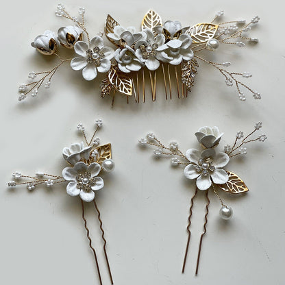 Bridal Floral Hair Combs Set in Pastel Colors