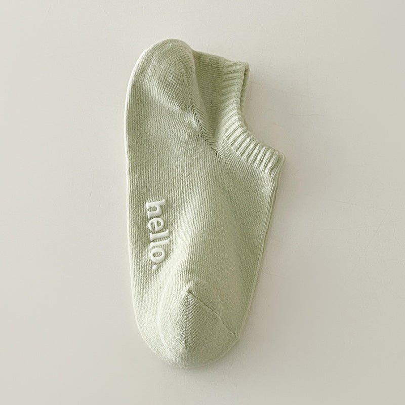 Candy Color Letter Simple Low Ankle Socks