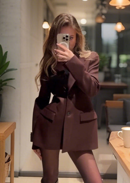Tailored Waist Blazer Dress In Dark Brown