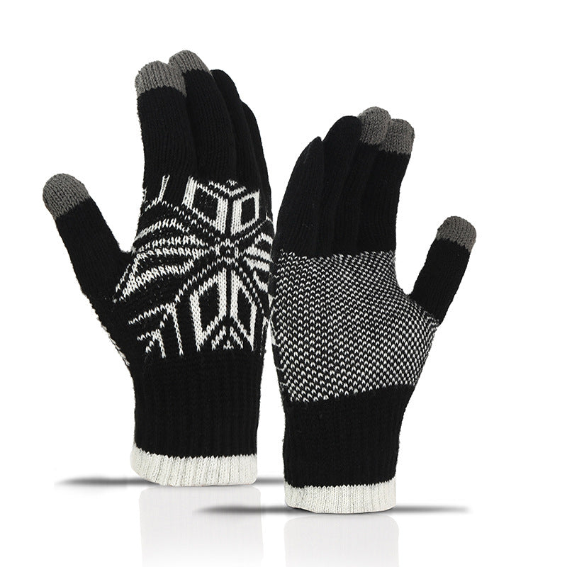 Men's Touchscreen Knitted Gloves Warm Thickened Winter Sports Gloves