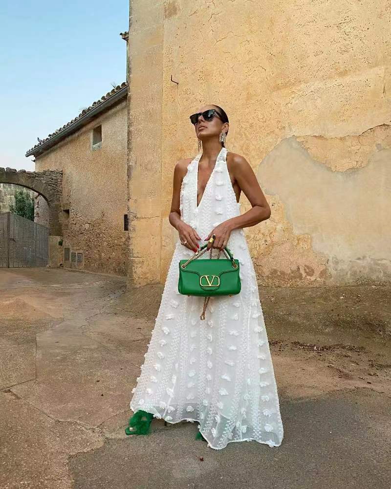 V-Neck Swing Streamer Dress