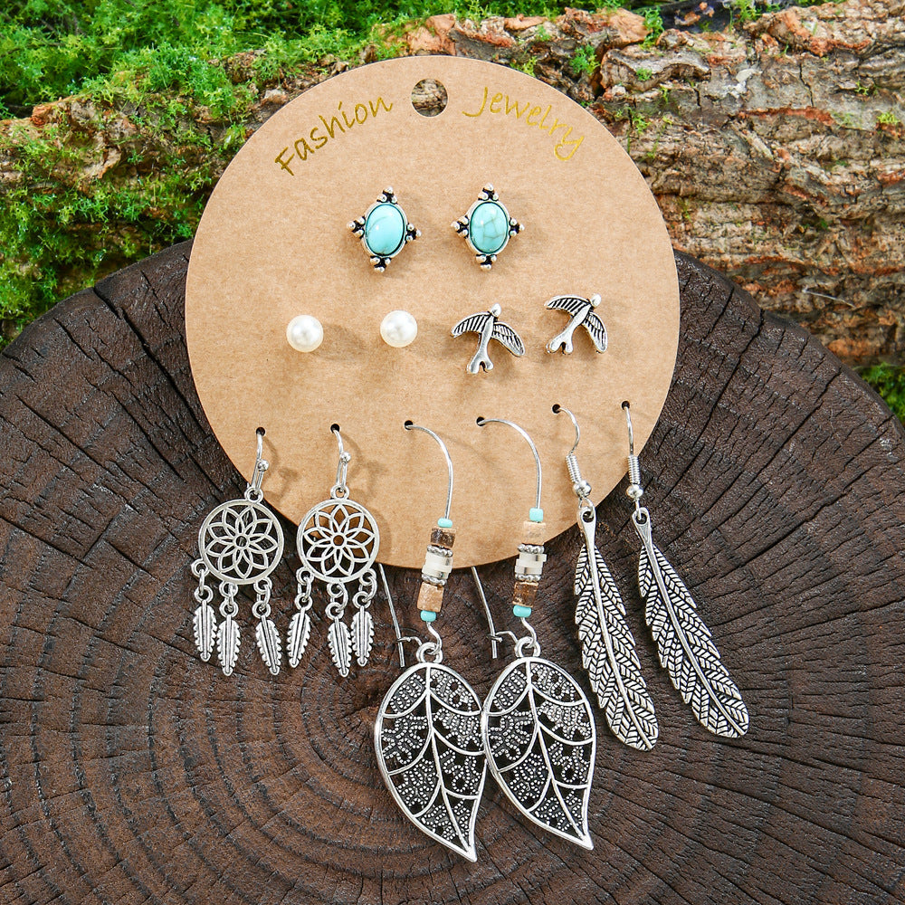 Bohemian Style Metal Earrings with Tassels and Geometric Shapes