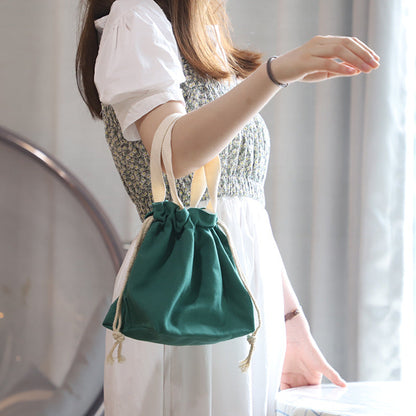 Solid Color Portable Lunch Bag with Drawstring Closure