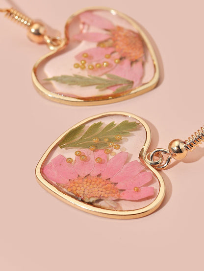 New Transparent Camellia Blossom Dried Flower Creative Forest Love Flower Earrings Design Sense Ins Earrings And Earrings