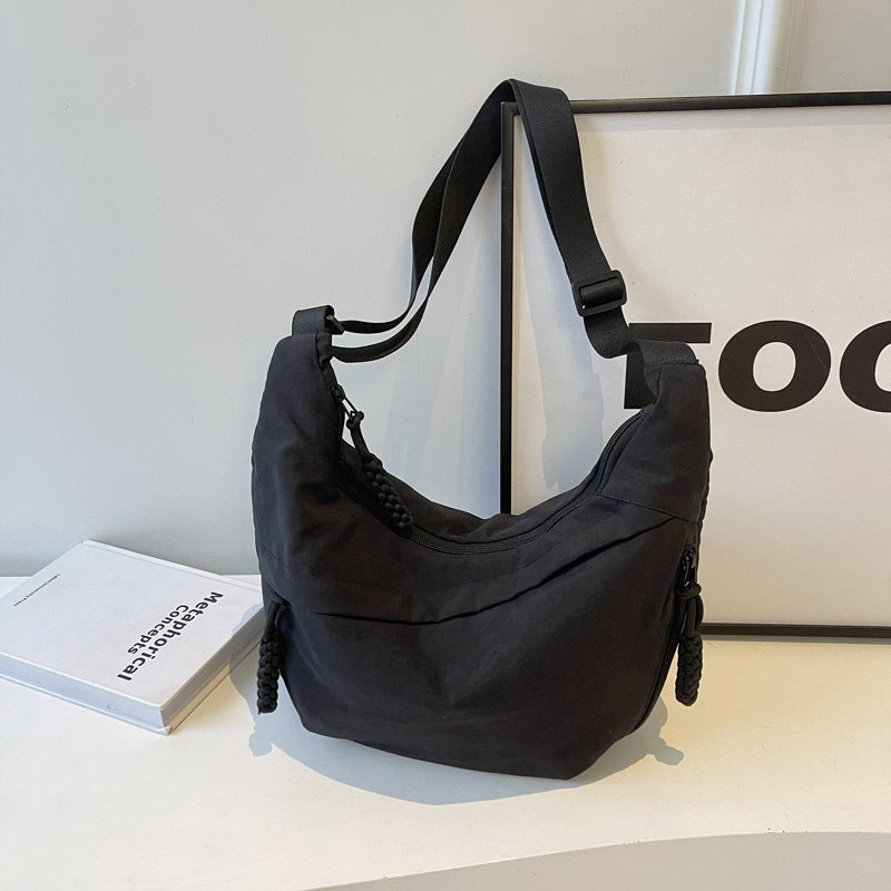 Solid Color Nylon Large Capacity Shoulder Bag