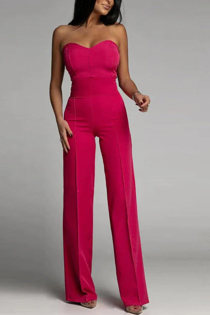 Slim Fit Strapless Jumpsuit With Geometric Pattern