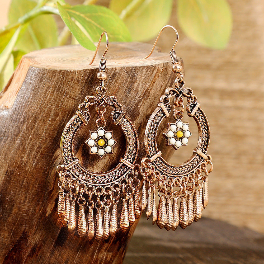 Fashion Tassel Bead Earrings for Women Stylish Vintage Jewelry