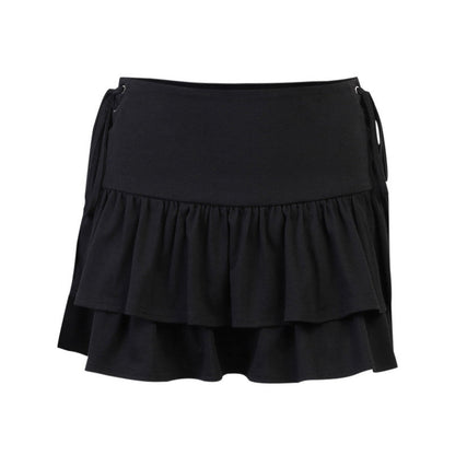 Sleeveless Black Mini Skirt With Side Ties