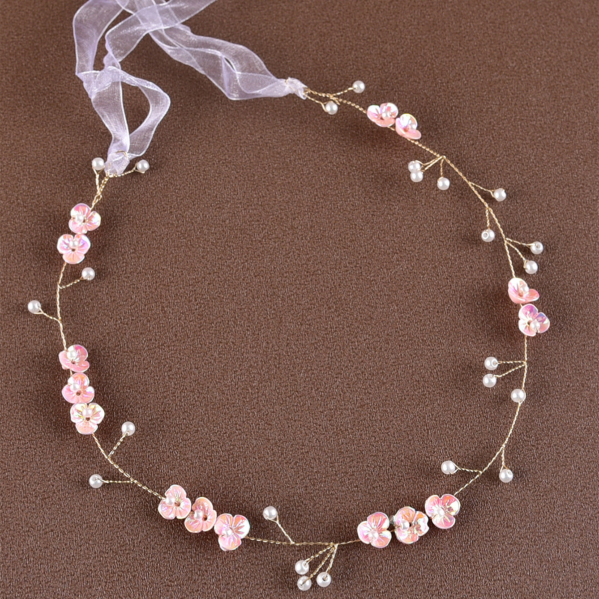Bridal Pearl Floral Headband Handmade Soft Hair Accessory