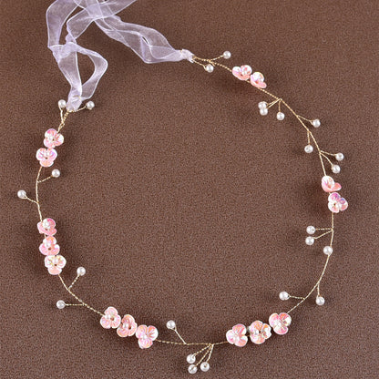 Bridal Pearl Floral Headband Handmade Soft Hair Accessory