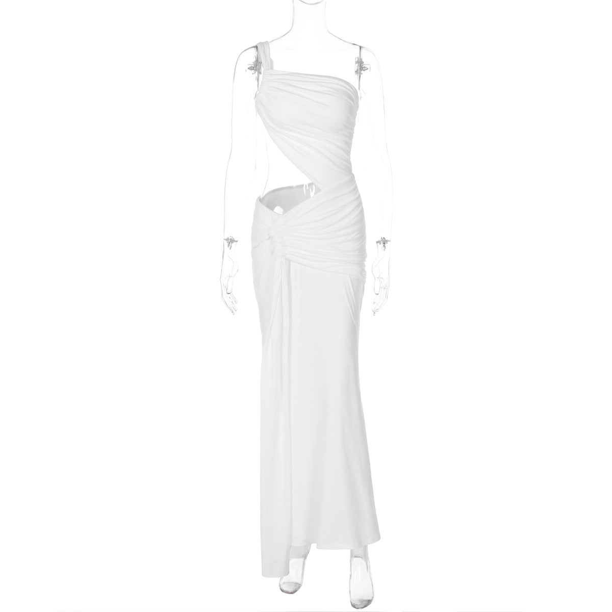 Elegant One-Shoulder Lace Trim Bodycon Dress