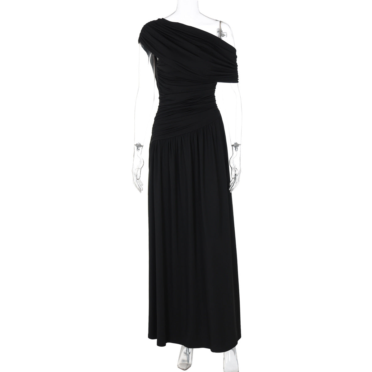 Trendy Off-Shoulder Ruched Dress Elegant Maxi Dress