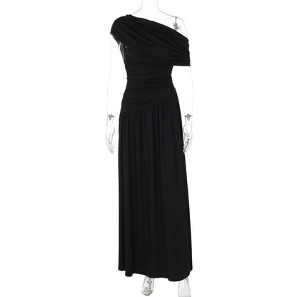 Trendy Off-Shoulder Ruched Dress Elegant Maxi Dress