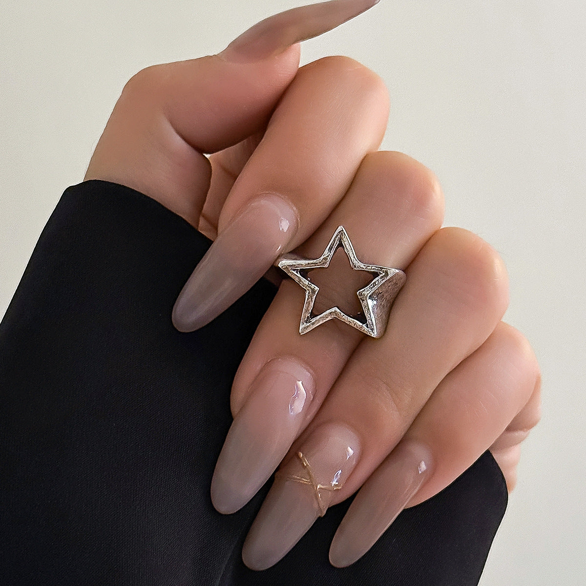 Trendy Geometric Star Ring Set Metal Open Adjustable Rings For Women