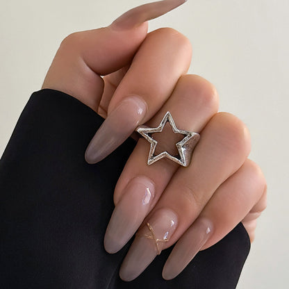 Trendy Geometric Star Ring Set Metal Open Adjustable Rings For Women