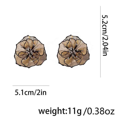 Trendy Geometric Hollow Out Flower Stud Earrings