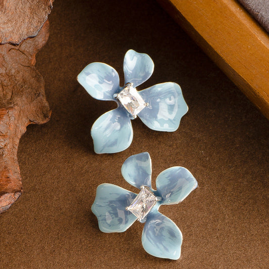 Fashionable Floral Enamel Flower Drop Earrings For Women