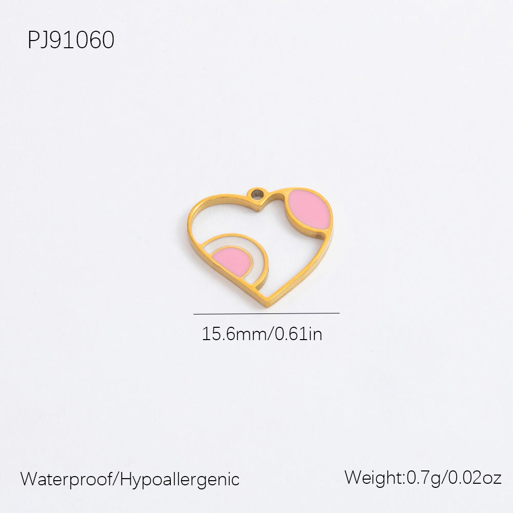Cute Heart Pendant Stainless Steel Necklace with 18K Gold Plating