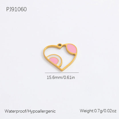 Cute Heart Pendant Stainless Steel Necklace with 18K Gold Plating