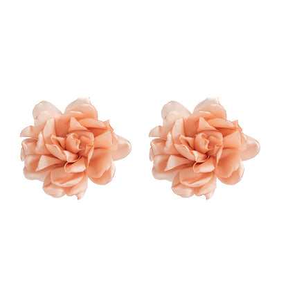 Exaggerated Floral Fabric Earrings Stylish Women'S Accessories