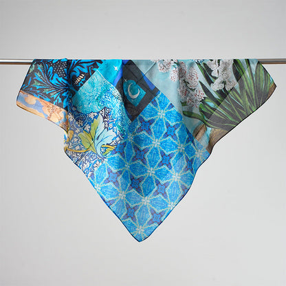 Flower Print Breathable Soft Silk Scarf