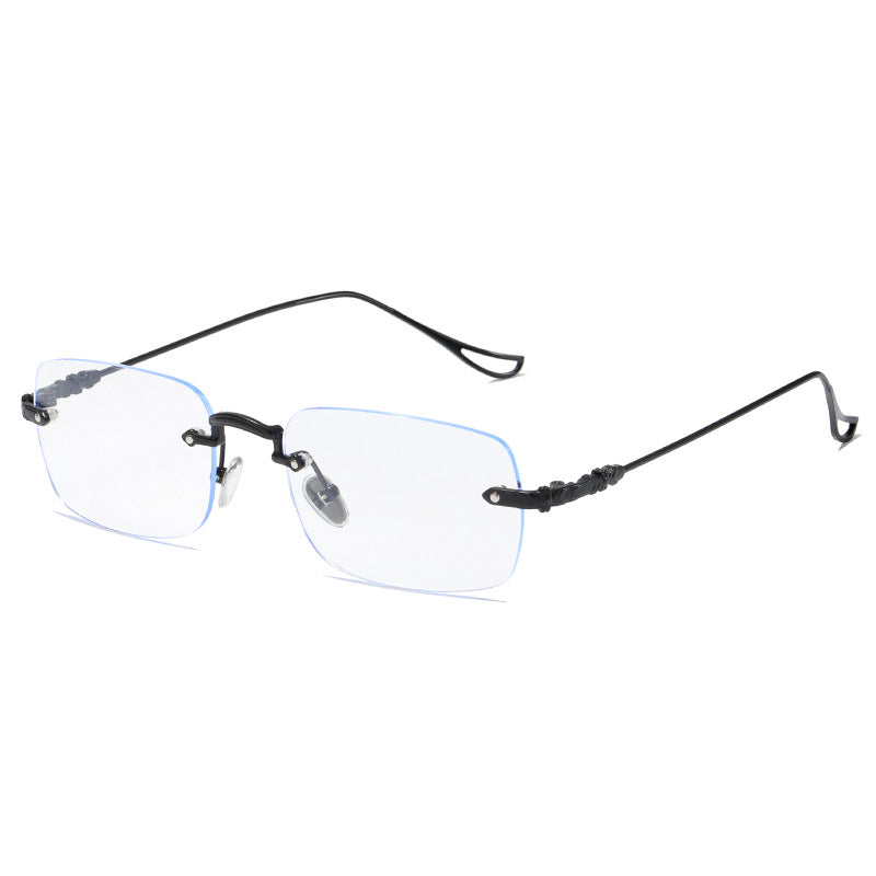 Silver Frameless Square Blue Light Blocking Glasses for Women