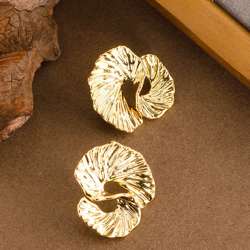 Abstract Geometric Metal Stud Earrings For Women