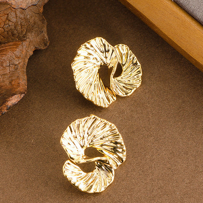 Abstract Geometric Metal Stud Earrings For Women