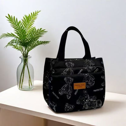 Oxford Cloth Bear Print Tote Bag Large Capacity for Daily Use