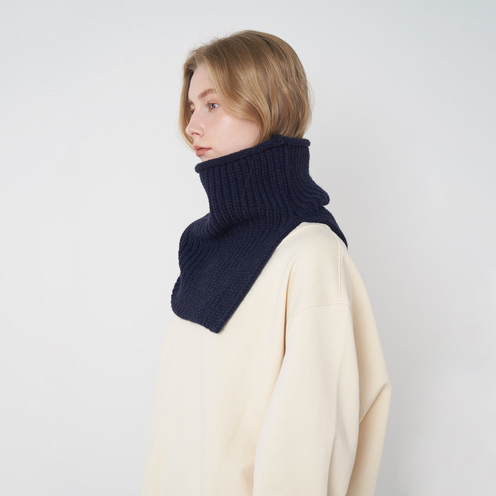 Solid Color High Collar Split Knit Scarve