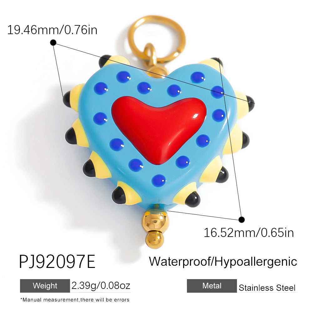 Hand-Painted DIY Jewelry Accessories Summer Dopamine Glass Heart Pendant