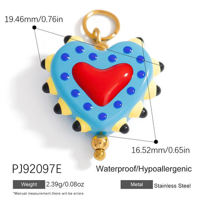 Hand-Painted DIY Jewelry Accessories Summer Dopamine Glass Heart Pendant