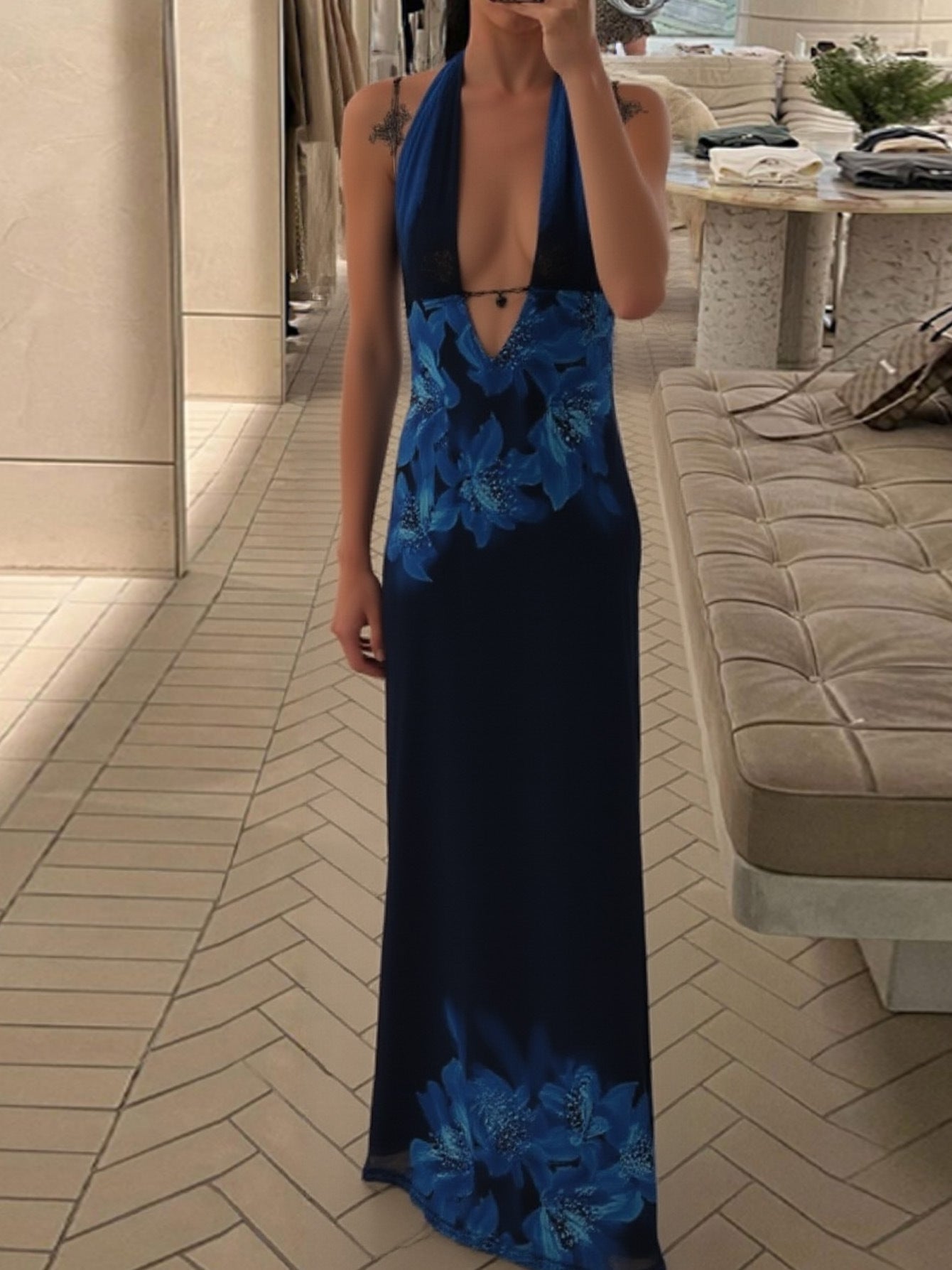 Trendy Sexy Backless Maxi Dress with Cutout and Tie