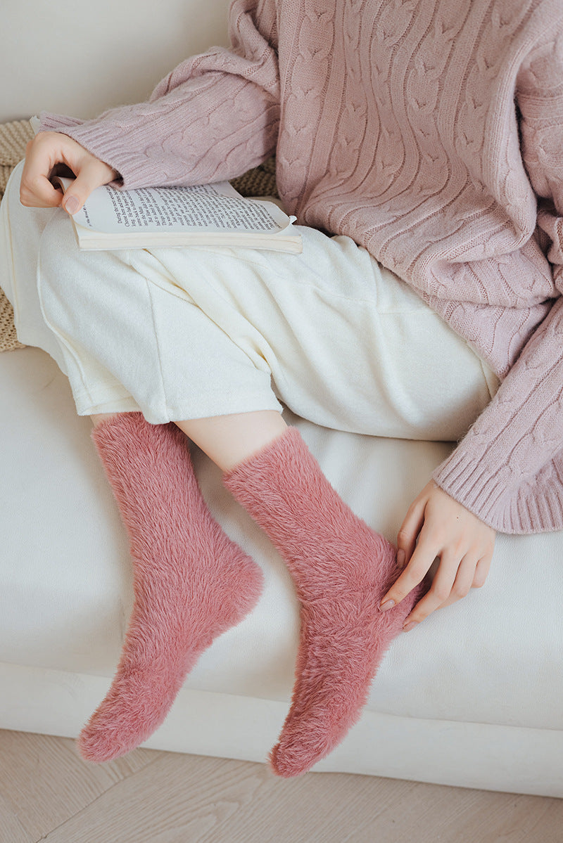 Winter Fuzzy Plush Thicken Warm Crew Socks
