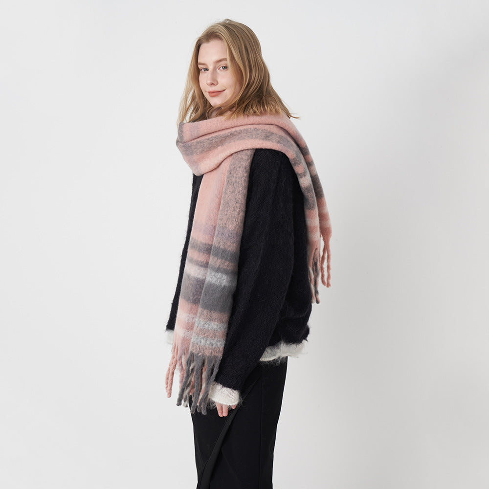 2+ Plaid Tassel Mohair Scarves