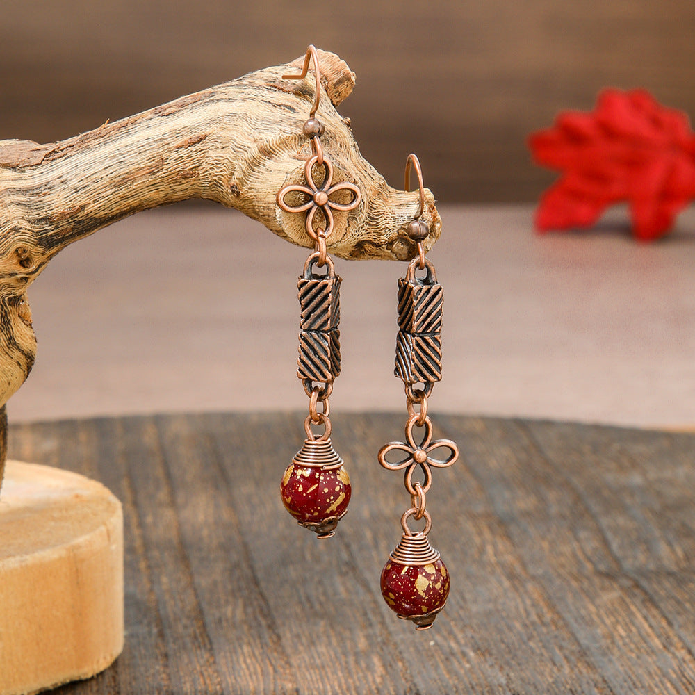 Elegant Vintage Leaf Dangle Earrings Zinc Alloy Art Design