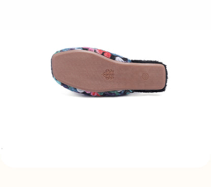 Flower Embroidery Soft Warm Plush Indoor Slippers