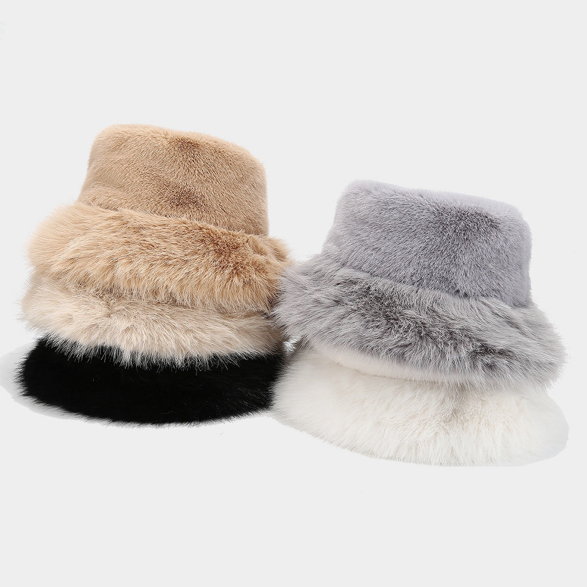 Simple Fluffy Faux Fur Thermal Bucket Hat