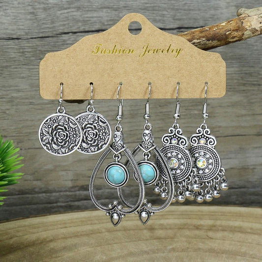 Bohemian Geometric Tassel Hoop Earrings