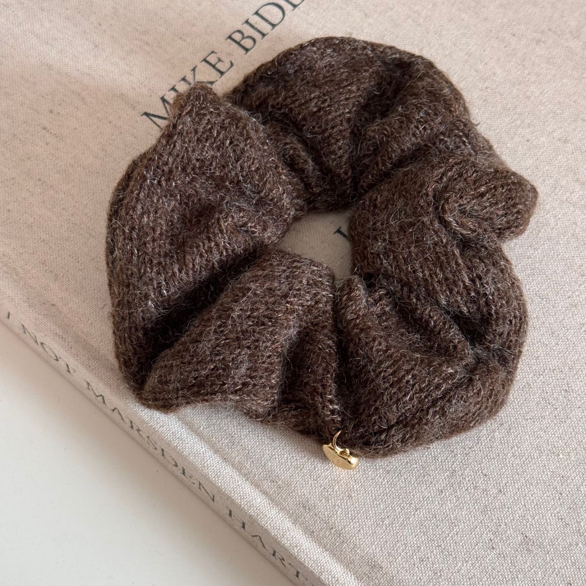 Solid Color Heart Pendant Knit Hair Tie