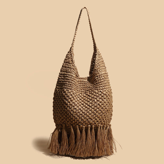 Tassel Straw Bag Woven Bag Rattan Shoulder Bag New Cross-Border Beach Bag Women
