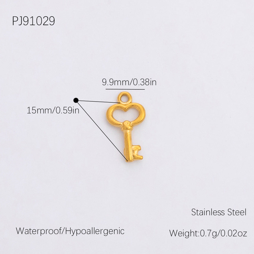 Vintage DIY 18K Gold Plated Stainless Steel Bow Star Heart Pendant