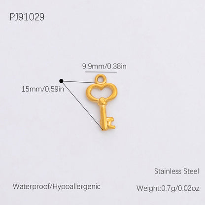 Vintage DIY 18K Gold Plated Stainless Steel Bow Star Heart Pendant