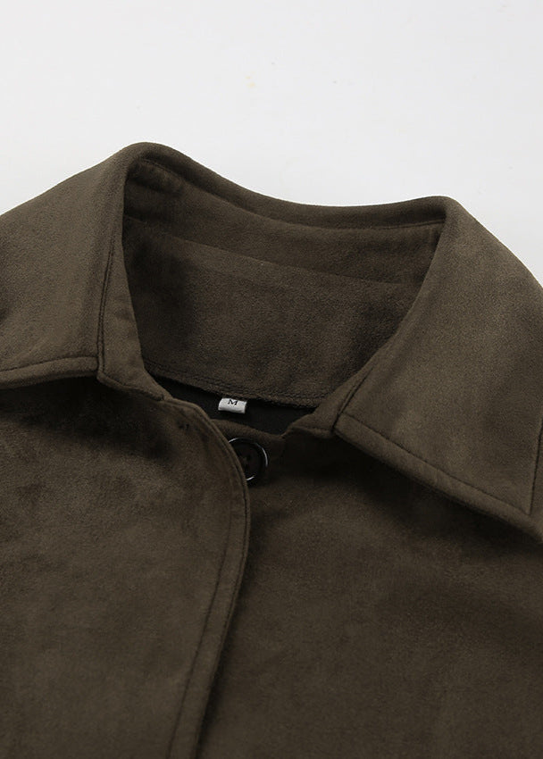 Suede Trench Coat With Tailored Fit And Classic Collar