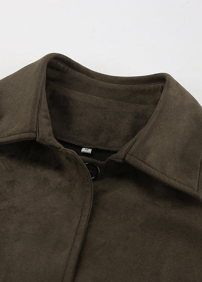 Suede Trench Coat With Tailored Fit And Classic Collar