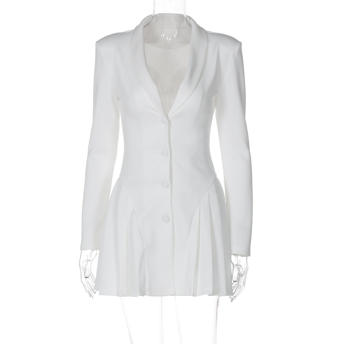 Elegant Deep V Neck Blazer Style Short Dress