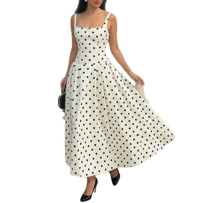 Polka Dot Strapless Maxi Dress Elegant Style